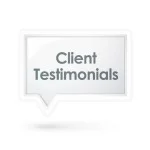 CLIENT TESTIMONIALS writing on image